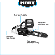 HART 40-Volt 14-inch Battery-Powered Brushless Chainsaw Kit, (1) 4.0Ah Lithium-Ion Battery