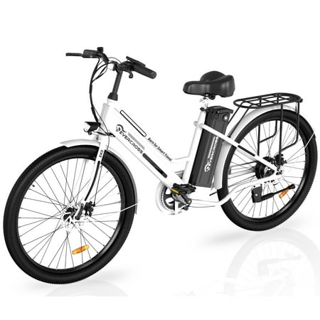 EVERCROSS Electric Bike, 26" Ebike, 500W Motor Mountain Bike for Adults, 36V Removable Battery, Max.Speed 20MPH Electric Bicycle with LED Display for Women, White