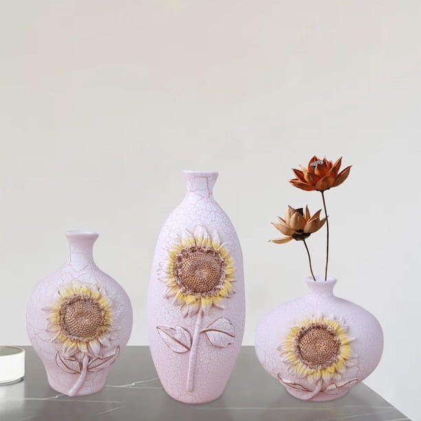 Jarrón de estilo nórdico de 3 piezas para flores secas, arreglo floral, florero decorativo para sala de estar, dormitorio, cocina y oficina, decoració Girasoles Fernando floreros decorativos