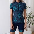 thumbnail image 3 of Women Two Piece Rash Guard Short Sleeve Swim Shirt with Shorts Swimsuits Zipper Surfing Bathing Suit Swimwear Set, 3 of 8