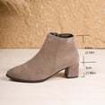 thumbnail image 4 of Wdhugt Women'S Pointed Toe Boots With Low Heel Ankle Boot Design Comfortable Height Increase Fall Winter Season Flock Fabric, 4 of 9