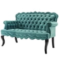 thumbnail image 1 of Contemporary Modern Urban Designer Living Room Lounge Club Lobby Loveseat Settee Sofa, Velvet Fabric, Aqua Blue, 1 of 8