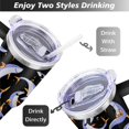 thumbnail image 5 of 40oz Ocean Cute Shark Stainless Steel Flip Straw Tumbler Spill Proof Travel Cup Double Wall Vacuum Insulated Coffee Mug with Top Handle, 5 of 6