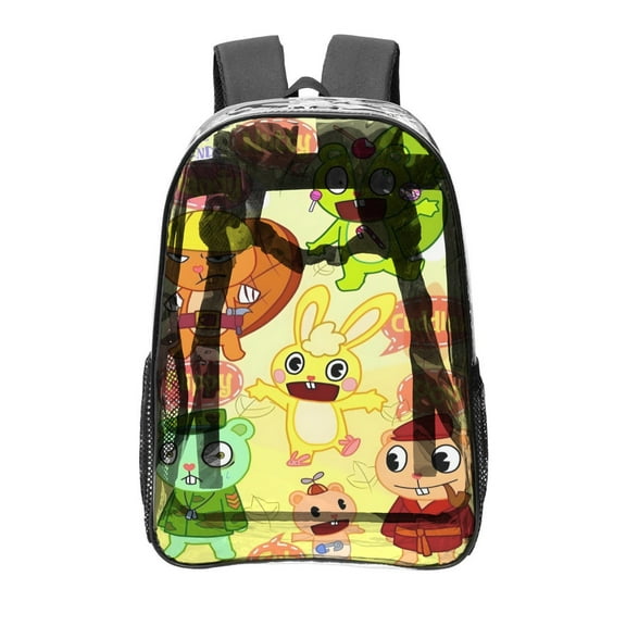 Happy Tree Friends Pattern Transparent Backpack Lightweight And fashionable Showcasing Personality And Leading The Trend