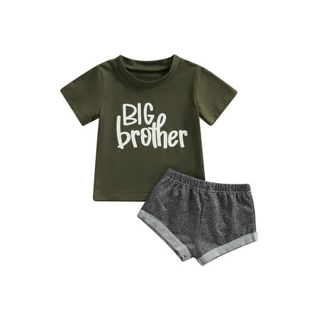 

Xingqing Newborn Baby Boys 2pcs Clothes Outfits Short Sleeve Letter Printed T-Shirt Shorts Summer Clothes Green 12-18 Months