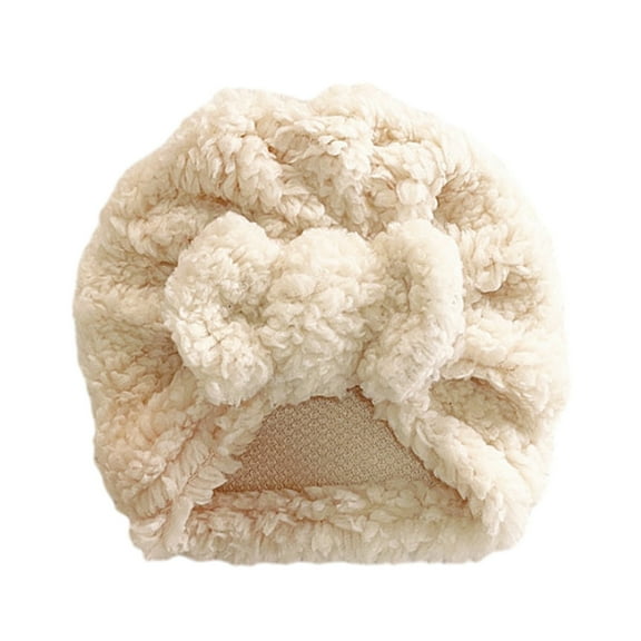 comerut Fall Winter Baby Hat Cute Knot Bowknot Super Soft Faux Lambswool Thickened Warm Solid Color Infant Newborn Boy Girls Beanie Cap