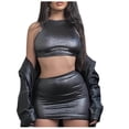 thumbnail image 2 of Wolfast Ensemble Jupe 2 Pcs pour Femmes Aguichant Mode Femmes Ensemble 2 Pcs Uni Sans Manches Aguichant Col Rond Haut Ensemble Jupe de Fête Ensembles Jupe Femmes Tenues 2 Pcs, 2 of 9