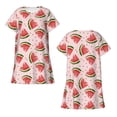 thumbnail image 5 of Salouo Hand Drawn Watermelon Print Short Sleeve Sleepshirt for Womens Comfy Nightgown Scoopneck Cute Nightdress Ruffle -Large, 5 of 7