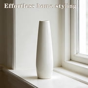 Modern 12-Inch Tall White Ceramic Vase for Pampas Grass, Floral Arrangements, and Elegant Home Decor