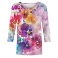 thumbnail image 5 of SnZhen 3/4 Length Sleeve Womens Tops Women's Fashion Printed T-shirt 3/4 Sleeves Blouse Round Neck Casual Tops, 5 of 5