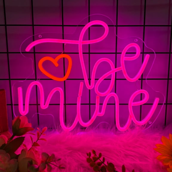 Be Mine Neon Sign for Wall Decor, Be Mine Led Signs for Home Decor, Dimmable Neon Light Sign for Bedroom, Game Room, Living Room, Bar Decoration, USB Powered Light Up Neon Signs for Man Cave