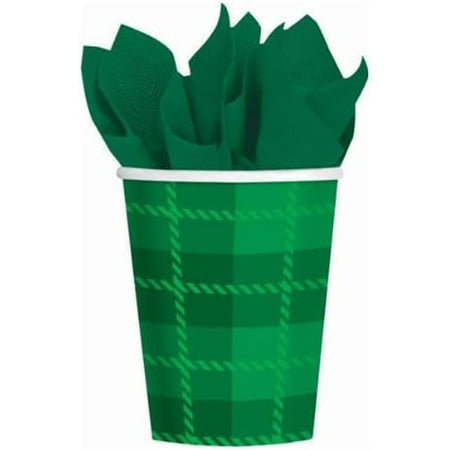 St. Paddy's Day Plaid Patrick's Clover Shamrock Holiday Party 9 oz. Paper Cups