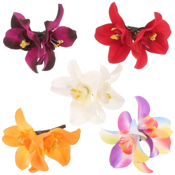 KONTONTY 5Pcs Floral Hair Barrettes Artificial Flower Hairpins Perfect for Vacation Looks