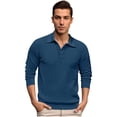 thumbnail image 4 of Afdoent Mens Polo Shirts Knit Long Sleeve Shirt Soft Blend Casual Business Comfortable Stretch Fit Classic Design Top For Daily Wear Classic, 4 of 5