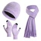 thumbnail image 1 of Conjunto de gorros y bufandas Prolriy para hombre y mujer, guantes y bufandas, de punto, para invierno, gruesos y cálidos, color morado., 1 of 4