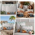 thumbnail image 5 of Fall Outdoor Waterproof Pillow Covers, Orange Blue Pumpkins Thanksgiving Green Eucalyptus Leaf Decorative Square Throw Pillowcase Sofa Cushion Sham for Patio/Couch/Chair, 26"x26" 2 Pack, 5 of 8