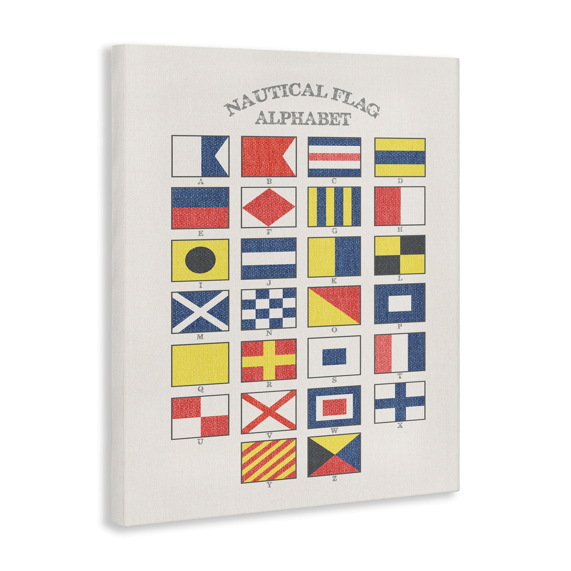 Stupell  Nautical Flag Alphabet Stretched Canvas Wall Art 16 x 20