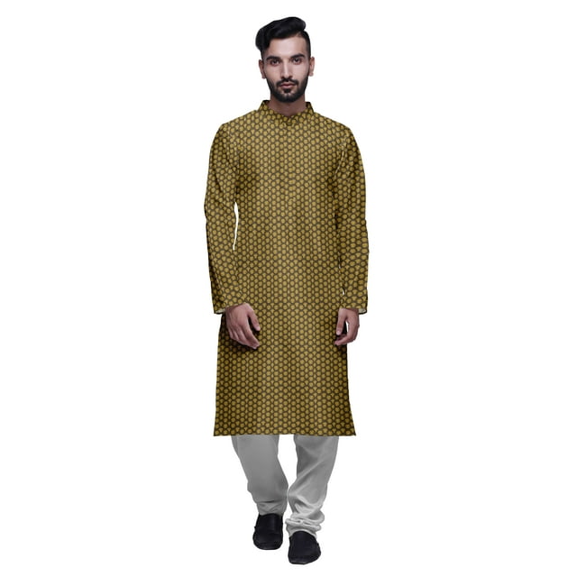 Atasi Kurta Pyjama de Fête pour Hommes, Col Mandarin, Ensemble Ethnique Imprimé Kurta