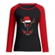 thumbnail image 4 of Pntutb Mujer Primavera Patchwork Navidad Impreso Manga Larga Cuello Redondo Casual Tee tops Pntutb Pntutb-7399, 4 of 5