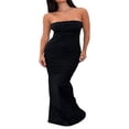 thumbnail image 2 of Femmes Off-Épaule Sans Manches Robe d'Été Élégant Bustier Bodycon Cocktail Partie Robe de Plage Streetwear, 2 of 6