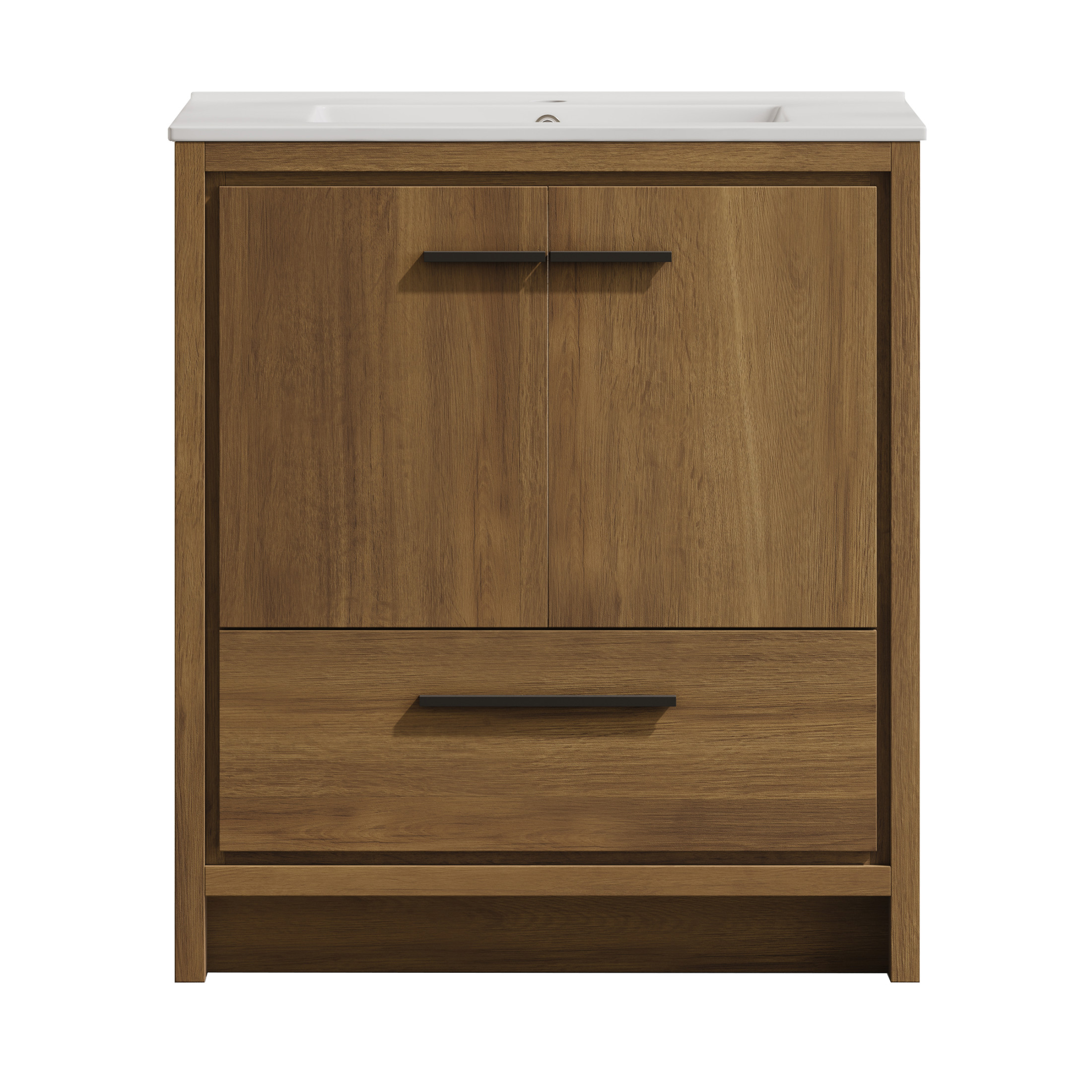 Virage 30" Freestanding Bathroom Vanity in Brown Oak with Sink Top