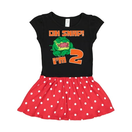 

Inktastic Oh Snap! I m 2 Cute Green Alligator Gift Toddler Girl Dress