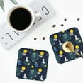 thumbnail image 4 of Pofeuu Space and Animals Print Coasters for Drinks, 4Pack PU Leather Coasters, Bar Drink Coasters for Tabletop Protection, Furniture from Damage-Square, 4 of 6