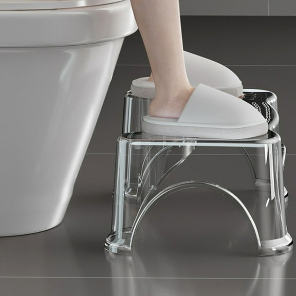 IBASETOY Adult Potty Chair For Seniors Rectangular Toilet Foot Stool Transparent PET Squatting Support 1Pcs