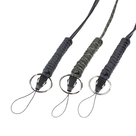 - Paracord Planet Military Grade Utility Necklace Paracord Lanyard Keychain Whistles Cord Wrist Strap Parachute Rope Badge Camera Cellphone Waterproof Case Holder – Metal Hook Attached – 3 Pack