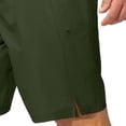 thumbnail image 3 of Vibrex Men's Solid Color Shorts, Elastic Waist Straight Leg 5-Inch Shorts with Zipper Pockets, Men's Outdoor Cargo Shorts For Travel,Daily Casual Wear,Gatherings,Holidays,Parties_Green_M, 3 of 5