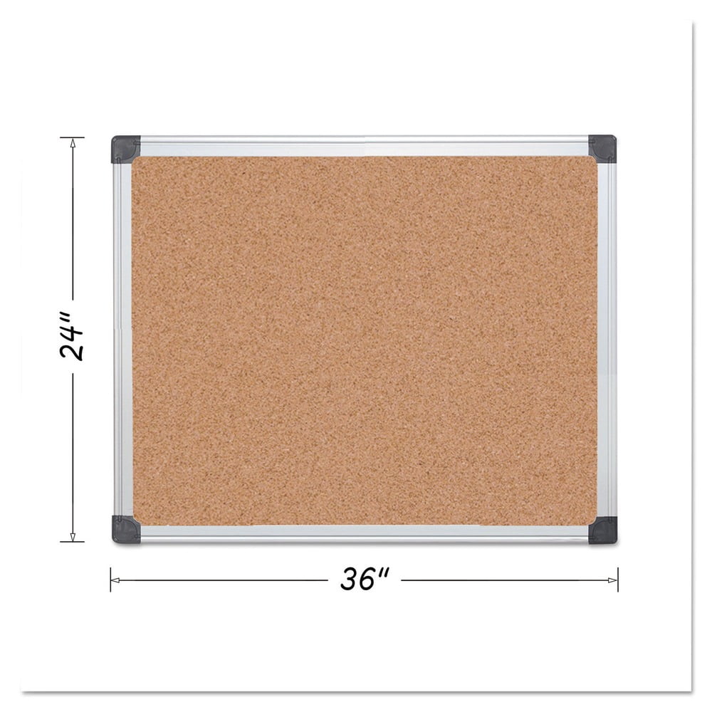 MasterVision CA031170 24 in. x 36 in. Value Cork Bulletin Board with Aluminum Frame - Tan/Silver