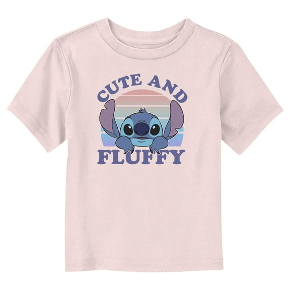 Toddler's Lilo & Stitch Cute and Fluffy Sunset Graphic Tee Light Pink 2T