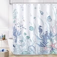 thumbnail image 2 of Nautical Coastal Shower Curtain, Ocean Themed Seahorse Seashell Starfish Coral Beach Bathroom Decor 72x72 Inch Polyester Fabric Waterproof Bath Curtain with 12 Hooks, 2 of 7