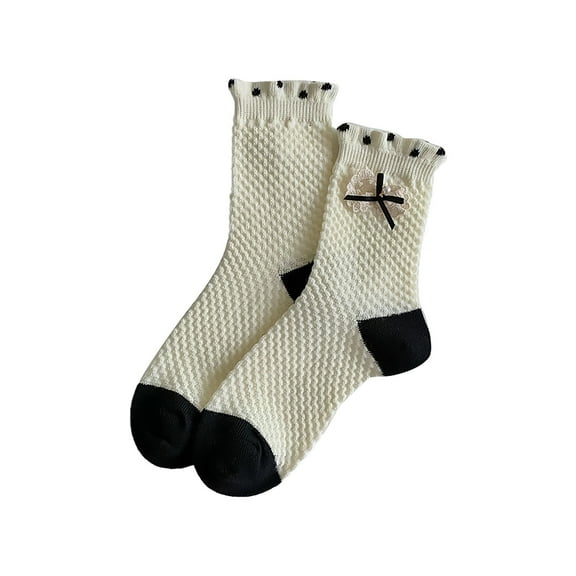 Tiqkatyck Fuzzy Socks Clearance Christmas Socks for Adults Women's Preppy Cute Combed Cotton Simple Mid Calf Socks Womens Socks Beige