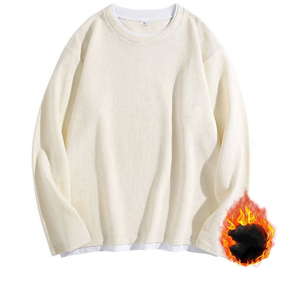 PNTUTB Men's Two Piece Style Solid Color Comfortable Crew Neck Long Sleeve Autumn/Winter Base Layer Top