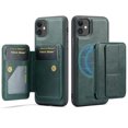 thumbnail image 4 of Compatible for iPhone 11 Wallet Case,[Support MagSafe Wireless Charging] Back Flip Magnetic Leather Phone Cover with Detachable RFID Blocking Card Holder For iPhone 11,Green, 4 of 12