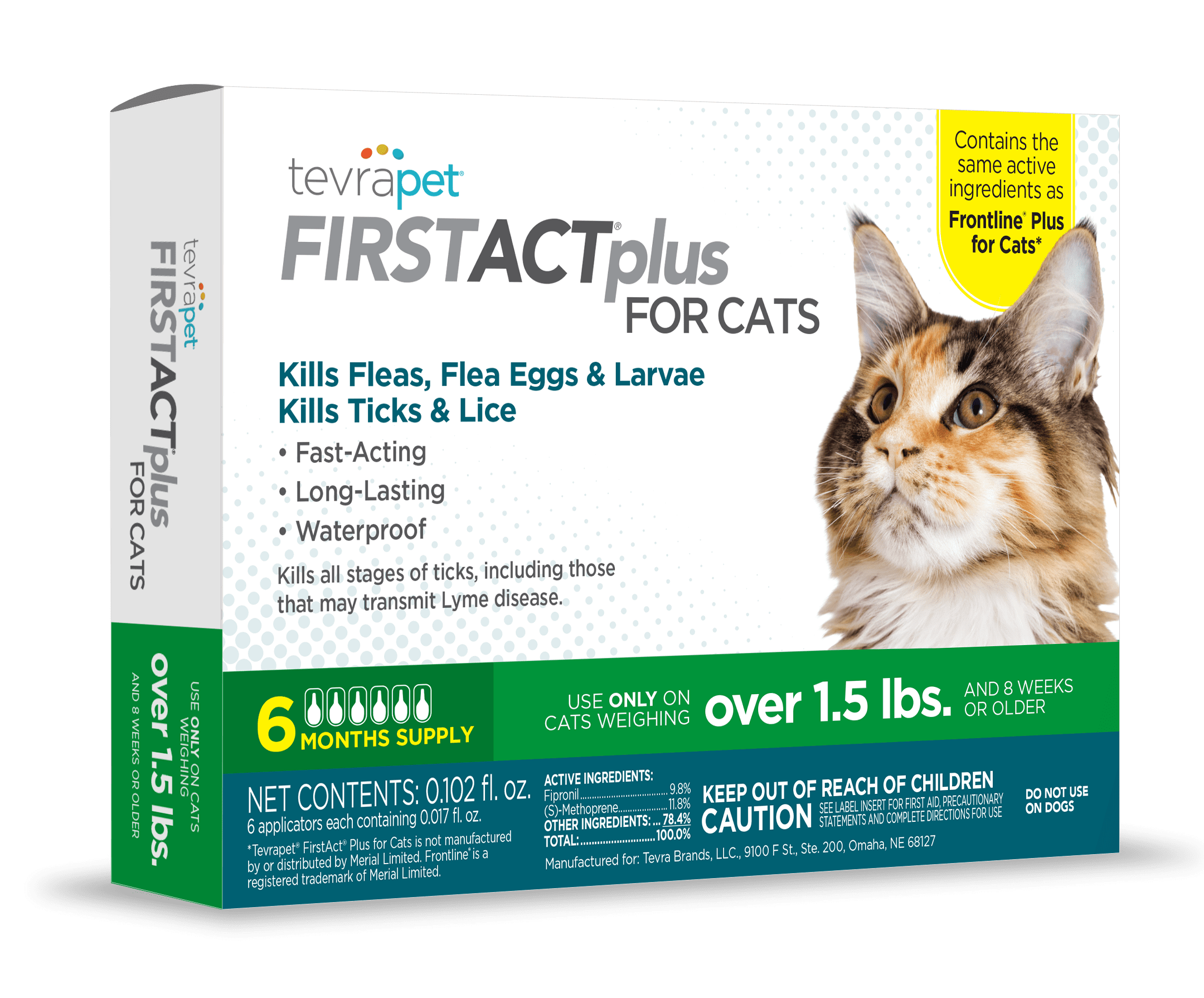 TevraPet FirstAct Plus Flea and Tick Prevention for Cats 1.5 lbs and 