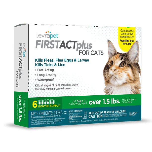 TevraPet FirstAct Plus Flea and Tick Prevention for Cats 1.5 lbs and