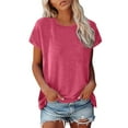 thumbnail image 1 of Hiiyo T-Shirt Femme Manches Courtes Col Rond T-Shirt Été Décontracté, Tailles P-5TG, 1 of 6