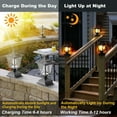 thumbnail image 2 of Solar Post Cap Lights for 4x4 Wood Fence, Flickering Flame LED, Waterproof Outdoor Deck & Garden Lighting, 2 Pack, Auto On/Off, Black, 2 of 7