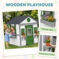 thumbnail image 4 of Outsunny Playhouse for Kids Outdoor, Wooden Playhouse with Doors, Windows, Planter Pots and Boxes for Toddlers 3-8 Years, Backyard, White, 4 of 11