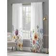 thumbnail image 4 of Spring Floral Semi Sheer Window Curtains 96 Inches Long, Colorful Botanical Summer Blooming Rod Pocket Voile Silky Chiffon Curtain Light Filtering Drapes for Living Room, Kitchen, 52"x96", 2 Panels, 4 of 9