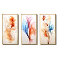 thumbnail image 2 of Designart "Modern Floral Watercolor in Orange Hues" Abstract Liquid Ink Framed Wall Art Set Of 3 - Orange Modern Frame Canvas Set For Living Room Decor, 2 of 6