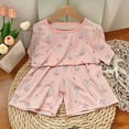 thumbnail image 2 of ZACPNCV Boys Girls 2 Piece Pajama Set Matching PJSs Sets Cute Printed Sleepwear Shirt with Lounge Shorts Set Pink 8-9 Years, 2 of 3