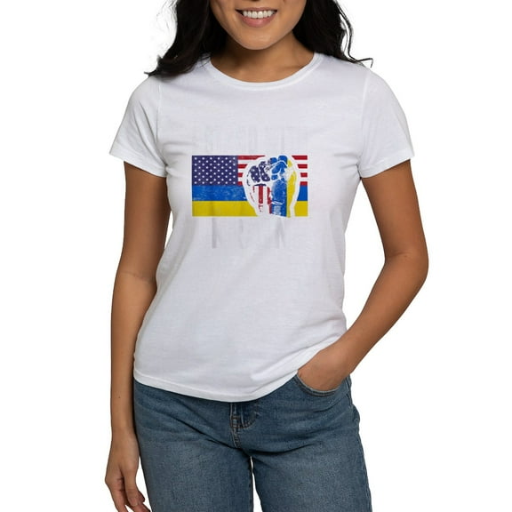 CafePress - I Stand With Ukraine Flag American Flag Su T Shirt - Women's Classic T-Shirt