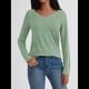 thumbnail image 4 of Camisetas con Cuello en V para Mujer, Blusas de Encaje de Larga, Holgadas, Elegantes e Informales, para Otoño e Invierno, A . Verde XXL, 4 of 8