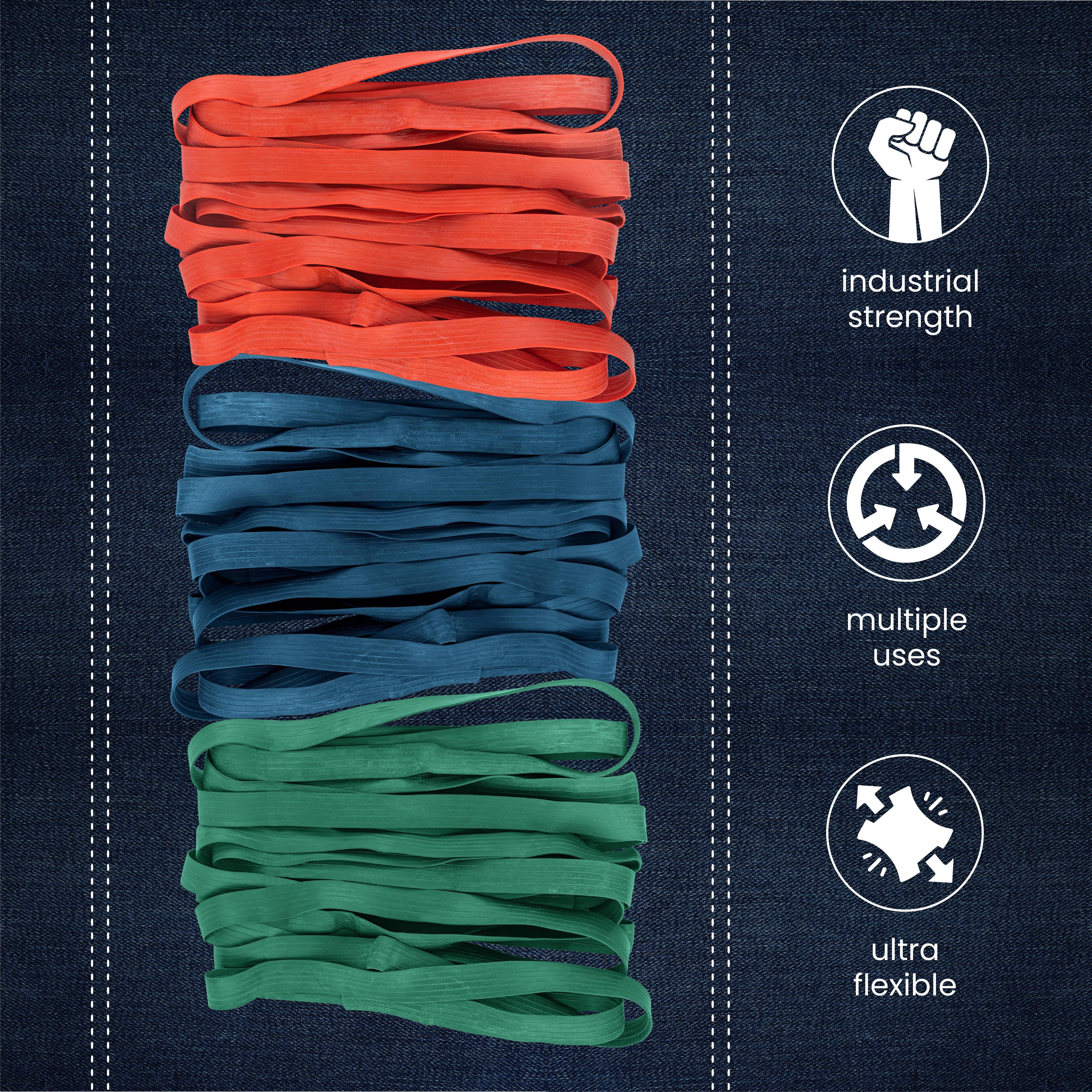 Kitchen Toolz Extra Large Rubber Bands for Moving, Green/Blue/Orange, 30"/36"/42"
