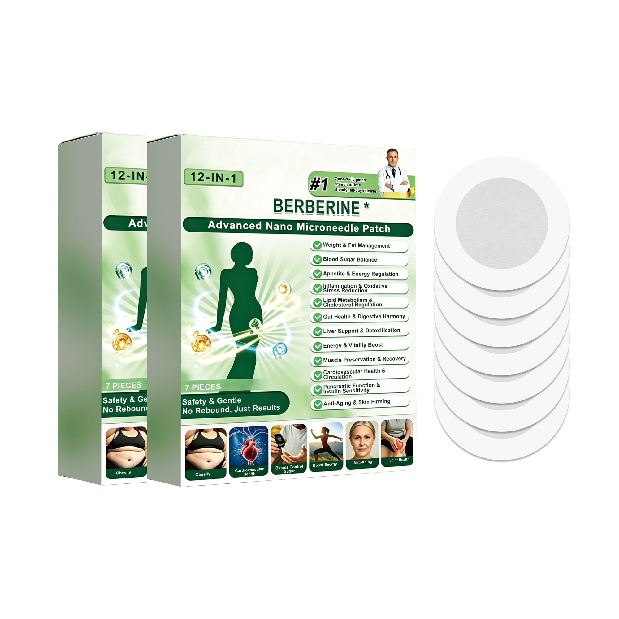 12-in-1 Nano Micro Microneedle Skin Care Patch with Microneedle, 2026 New 6CM Large Patch Ultra-Thin Design for Women and Men, Compact Size, 2 Boxes of 14 Patches
