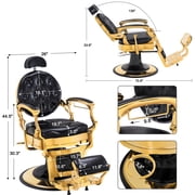 BarberPub Heavy Duty Metal Vintage Barber Chair Hydraulic Recline Salon Beauty Spa Chair 2933 Gold