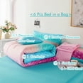 thumbnail image 4 of PERFEMET 6-Piece Turquoise Pink Polyester Twin Size Bedding Set for Girls,All-Season Ombre Comforter Set for Kids Teens, 4 of 7